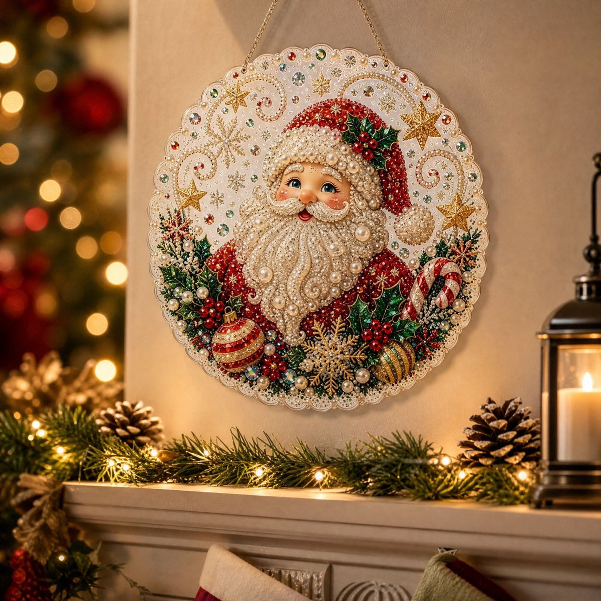 JWZZYD DIY Christmas Pearl Painting Art Kit with Frame, 9.8" Christmas Pearl Beads Art Craft Set, Gemstone Dots Beads for Holiday Christmas Wall Decor, Decoration Gift(Reindeer)
