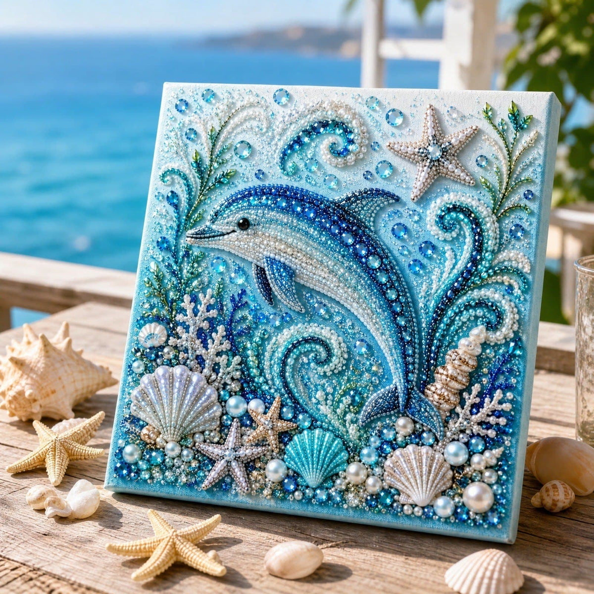 JWZZYD DIY Christmas Pearl Painting Art Kit with Frame, 9.8" Christmas Pearl Beads Art Craft Set, Gemstone Dots Beads for Holiday Christmas Wall Decor, Decoration Gift(Reindeer)