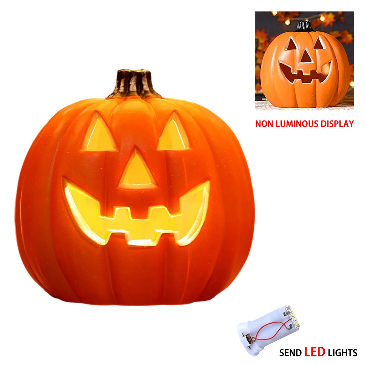 Halloween Lighted Pumpkin Decoration, Glowing Jack o Lanterns, Large LED Pumpkin Lamp with Warm Glow, Outdoor Yard Porch Halloween Decor, Holiday Display Ornament for Home Party