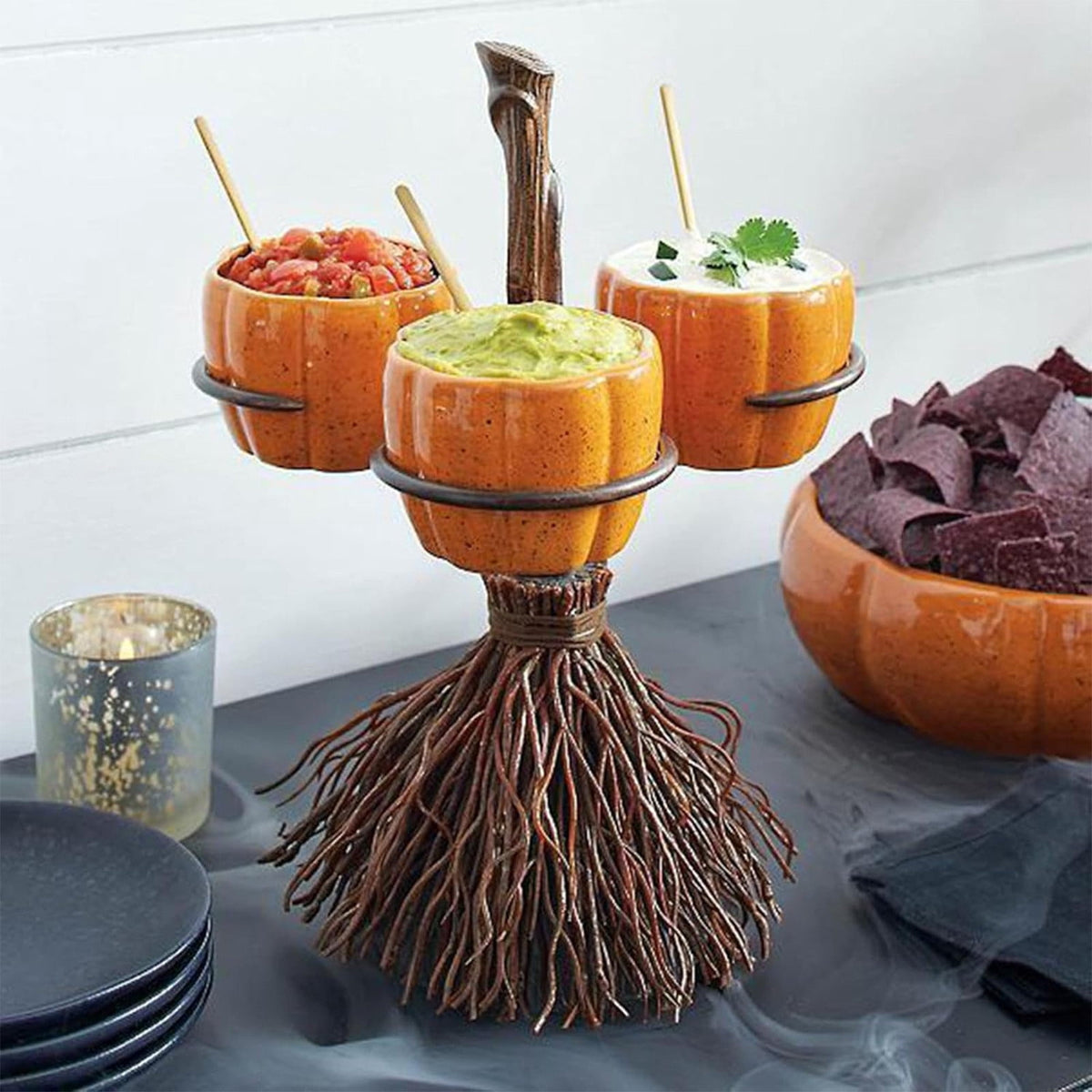 Toycle 3PCS Halloween Candy Bowl Pumpkin Snack Bowl Stand Serving Dishes Food Candy Holder Party Dinnerware for Indoor Home Kitchen Decoration Supplies