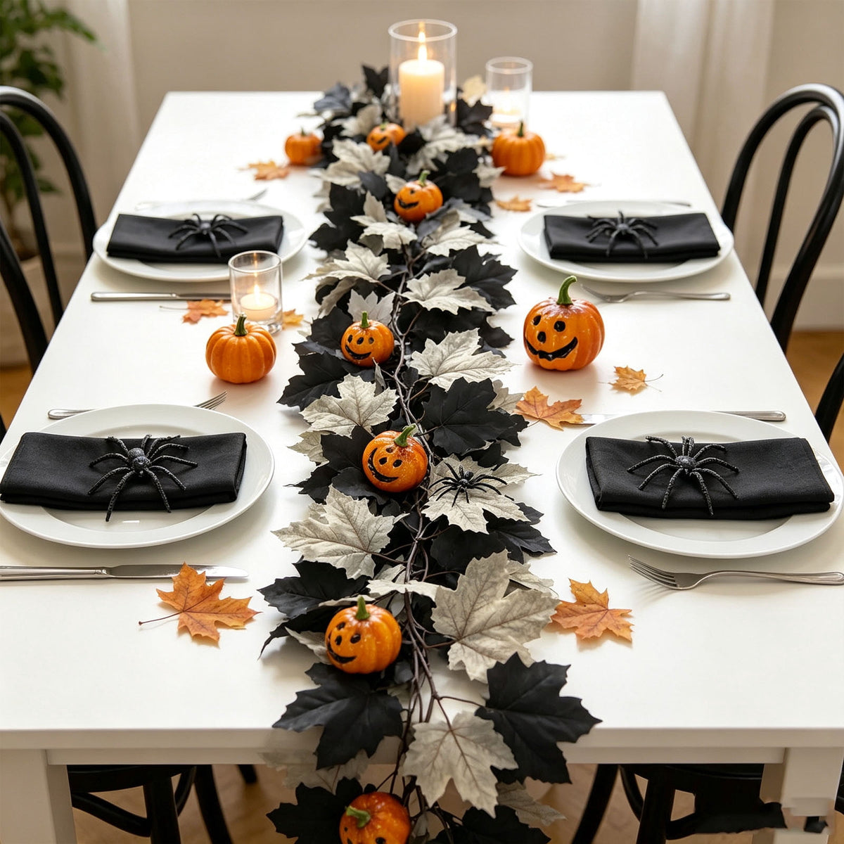 Chmadoxn 78.74" Halloween Thanksgiving Maple Leaf Garland with Mini Pumpkins & Berries, Artificial Fall Leaves Vine for Mantel Staircase Porch, Autumn Harvest Hanging Home Decor