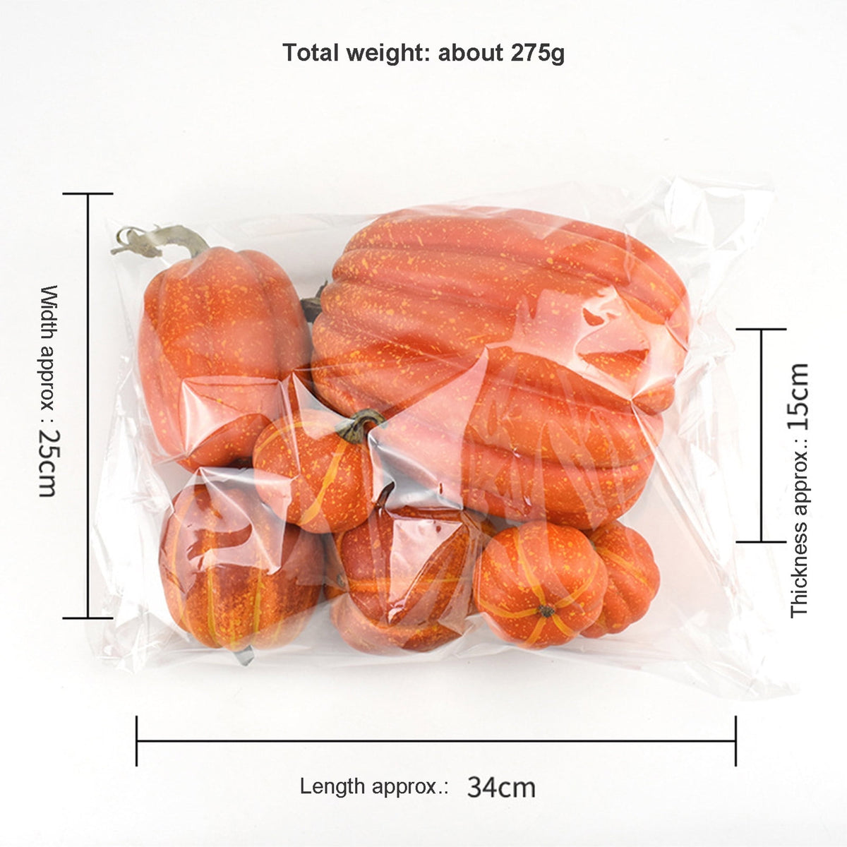 Xsylife 7Pcs Assorted Sizes Pumpkin Model Artificial Craft Fall Harvest Thanksgiving Decoration