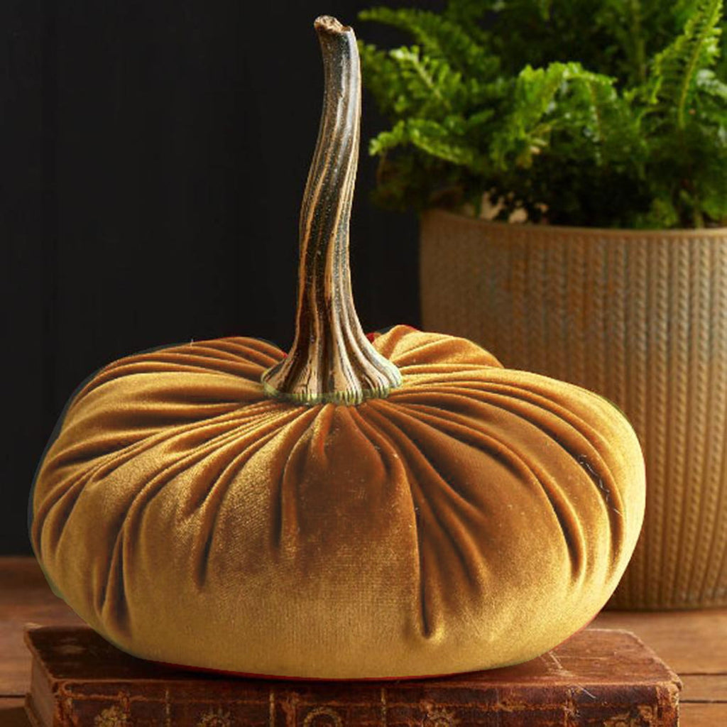 Large Fake Handmade Green Velvet Pumpkins Artificial Fall Harvest Halloween Decoration for Home Kitchen Farmhouse Thanksgiving Wedding Festival