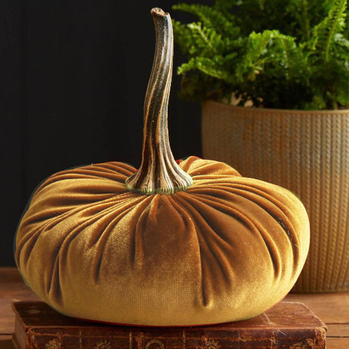Large Fake Handmade Green Velvet Pumpkins Artificial Fall Harvest Halloween Decoration for Home Kitchen Farmhouse Thanksgiving Wedding Festival