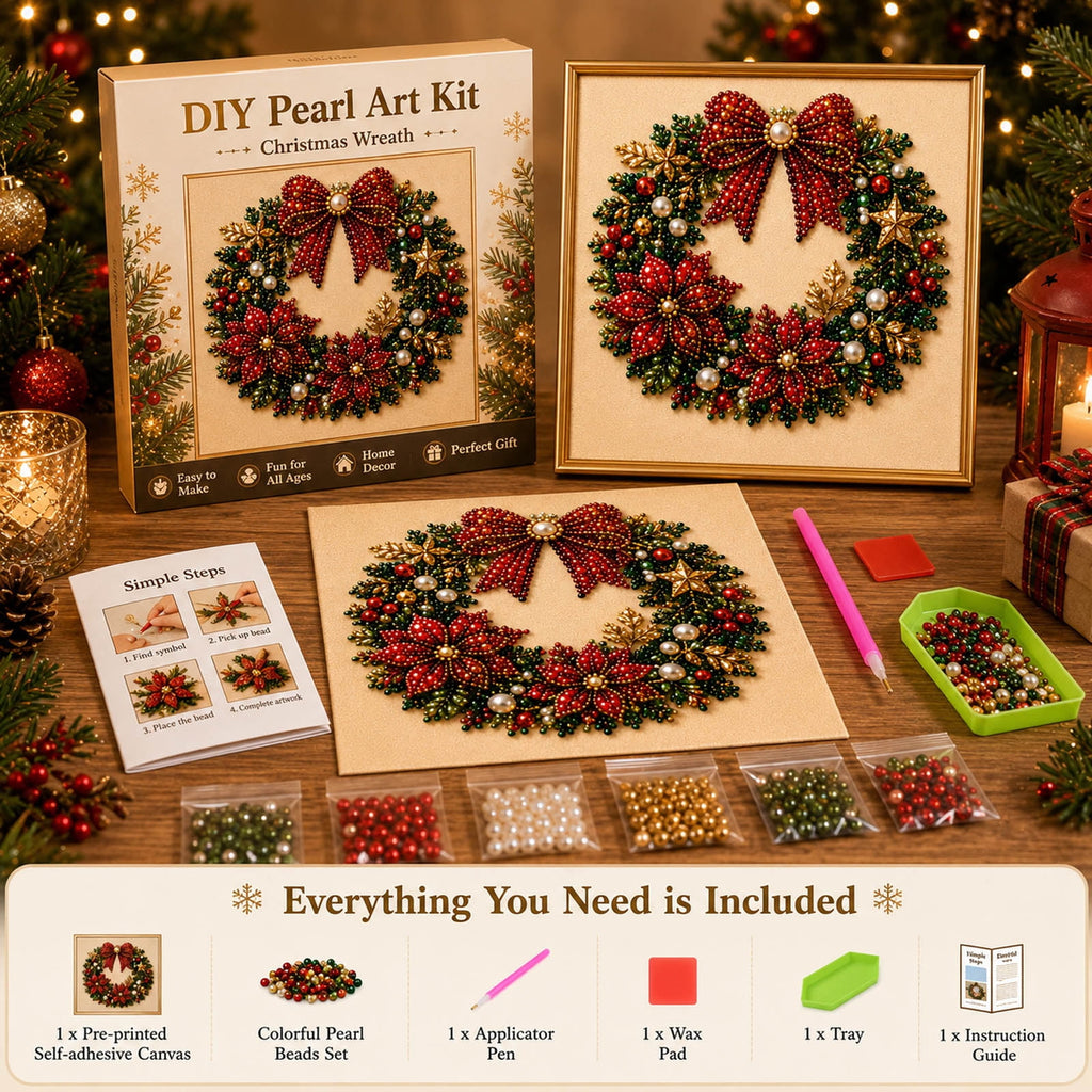JWZZYD DIY Christmas Pearl Painting Art Kit with Frame, 9.8" Christmas Pearl Beads Art Craft Set, Gemstone Dots Beads for Holiday Christmas Wall Decor, Decoration Gift(Reindeer)
