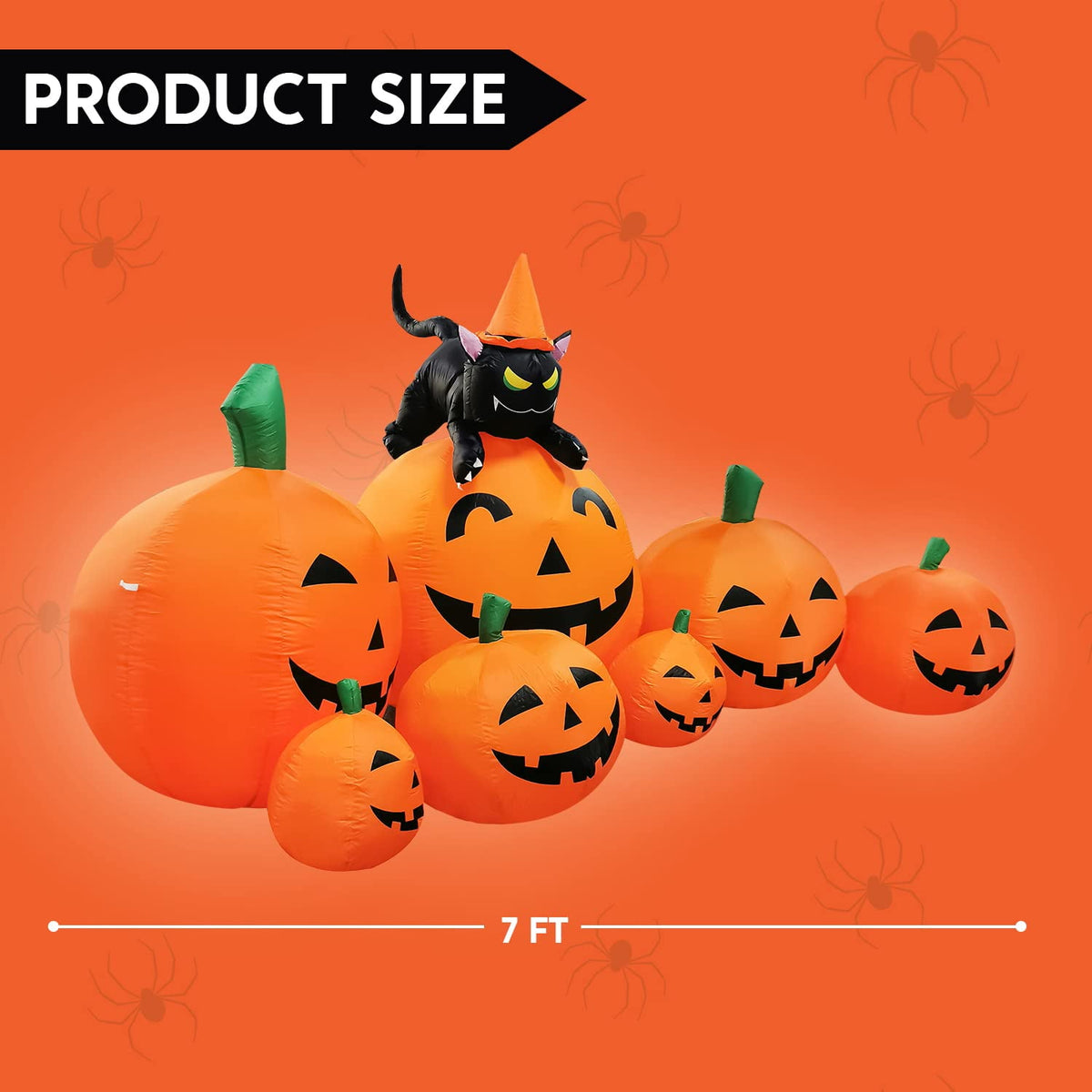 Joyfy 10 Ft Tall Halloween Inflatables Pumpkin,Giant Pumpki Blow Up Decor with Built-in LED Lights,Outdoor Decorations for Yard,Lawn,Garden