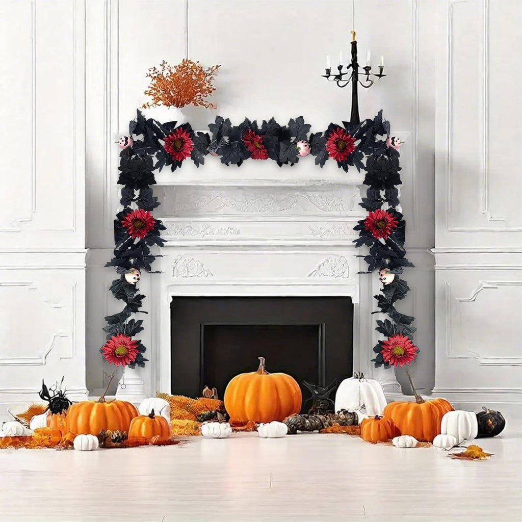 Halloween Pumpkin Garland - 68" Fall Leaf Decor for Mantle, Staircase & Porch, Outdoor/Indoor Autumn Thanksgiving Party Decoration (Multicolor)