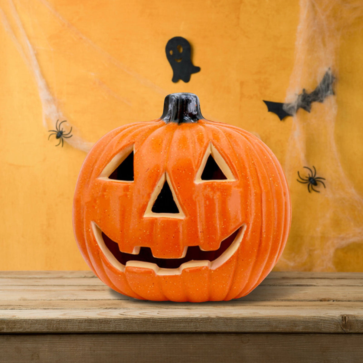 SRUILUO Halloween Light up Jack-O-Lantern, Fall Thanksgiving Pumpkin Light Decorations, Pumpkin Prop with LED Light, Halloween Tabletop Decorations Props for Indoor Outdoor Decor (No Battery)