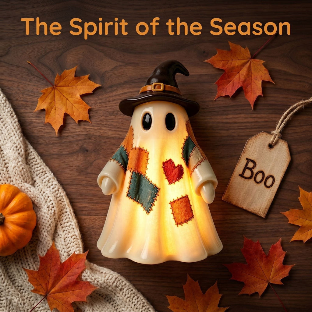 SCNOR Friendly Ghost Statue with Pumpkin Candy Bowl, 11.8 Inch Halloween Decoration for Outdoor Porch, Yard, Patio & Indoor