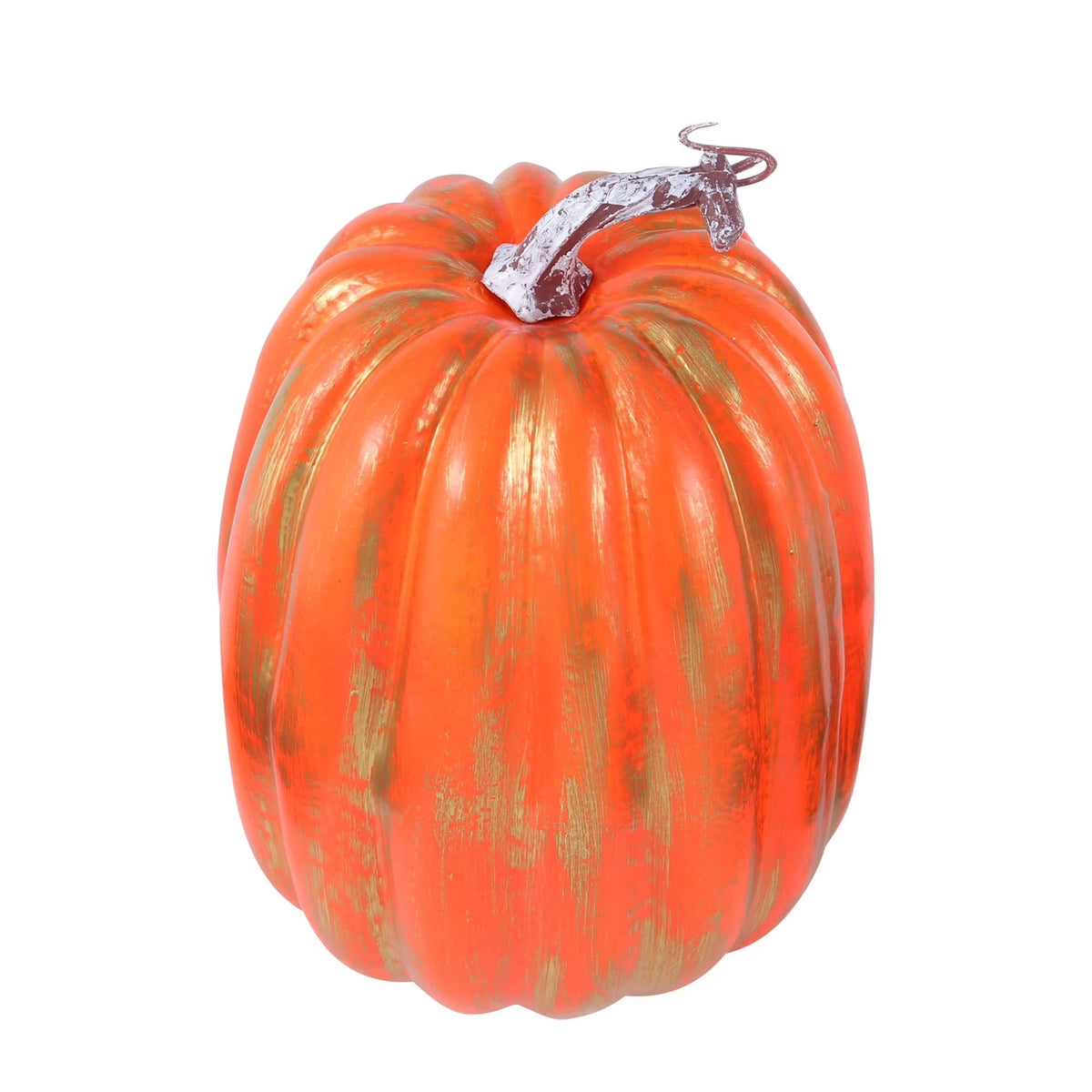 CQHVKQ 8 Inch Large Artificial Pumpkin Fall Decorations, Realistic Fake Harvest Pumpkin, Orange Gold Decorative Pumpkins for Table Centerpieces, Fall, Thanksgiving & Halloween DIY