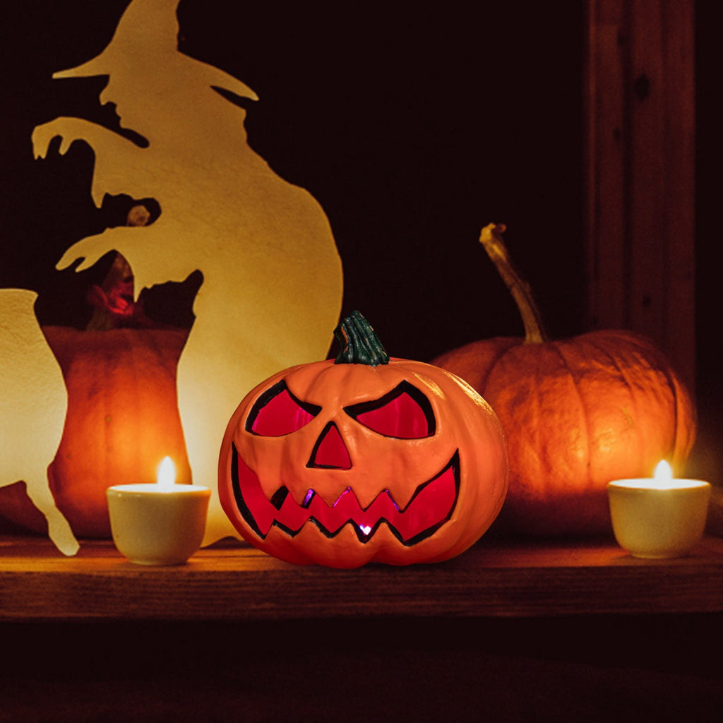 BinKFF Plastic Jack O Lantern Pumpkins Halloween Light up Pumpkin Outdoor Indoor Battery Operated Lighted Pumpkin with Spooky Face Halloween Pumpkins Decorations Party Favor Gifts