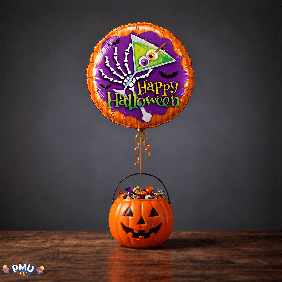 PMU Halloween Party Decoration "Happy Halloween" Jack Faces Aglow 18 Inch Mylar-Foil Balloon (1pkg) Pkg/1