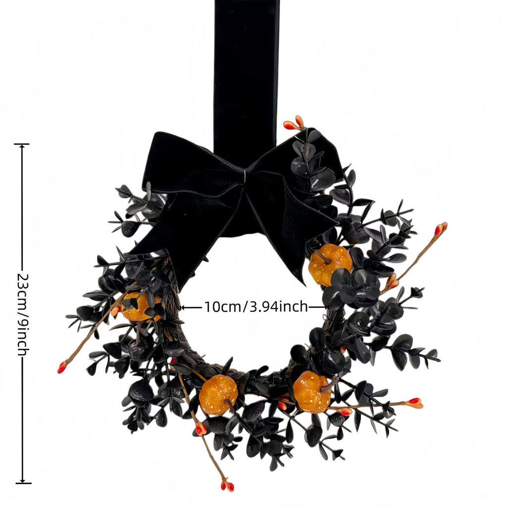 Fall Candle Ring,Artificial Maple Leaves Pumpkins Decorative Wreaths,Berry Wreath for Pillar Candle Holder,Candle Ring for Halloween Centerpieces and Farmhouse Table Decor,7.48 inch(Pink)