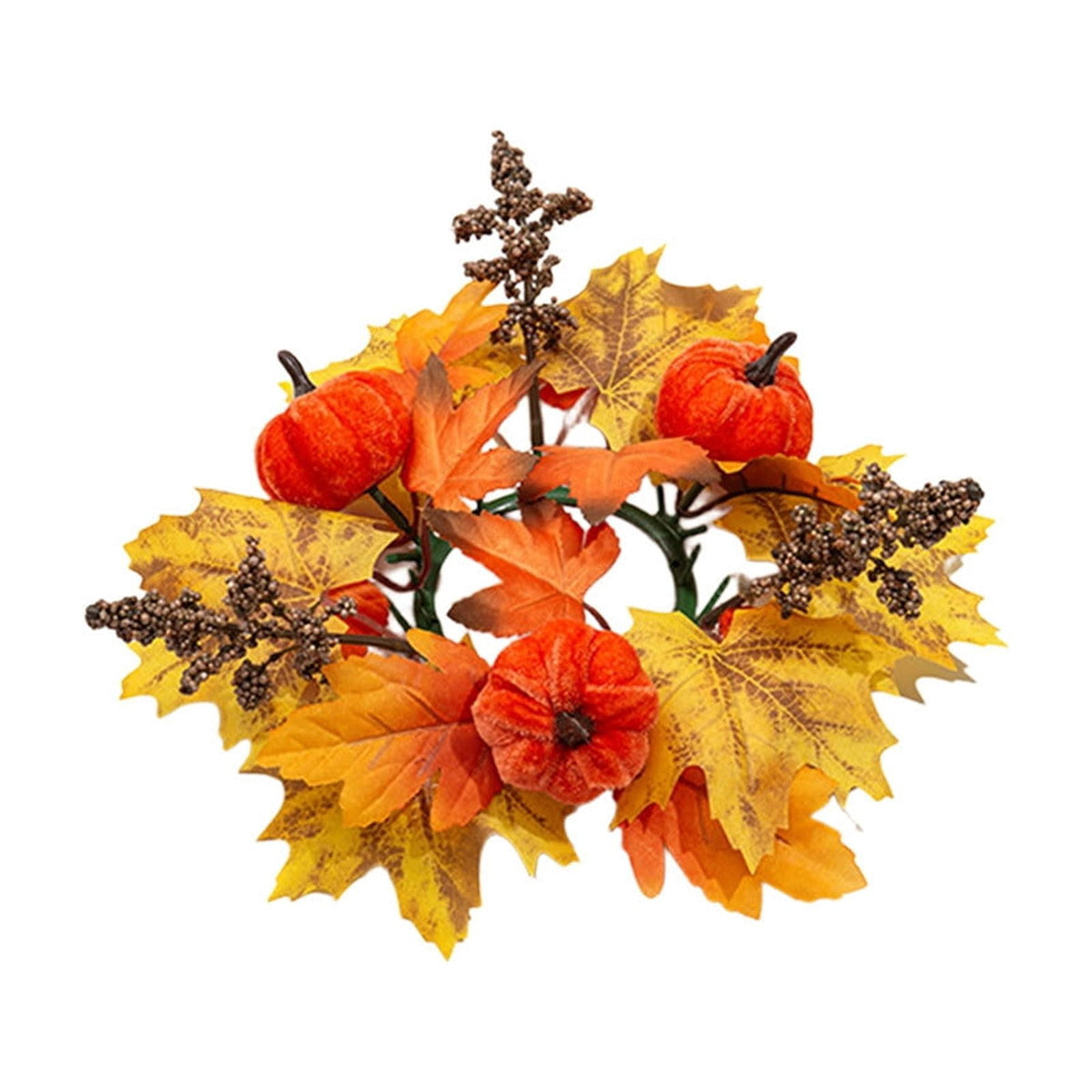 Fall Maple Leaf Front Door Wreath, Multicolor Plastic Seasonal Wreath for Halloween Thanksgiving Christmas Indoor Wall Fireplace Home Decor, 9.84 Inch