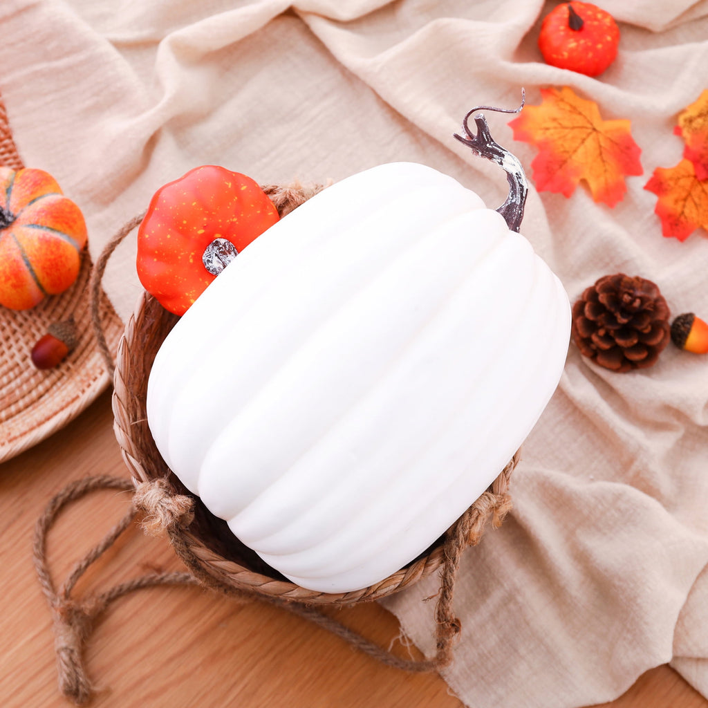 RUINIXCW 8 Inch Large Artificial Pumpkins Fall Decorations Thanksgiving Halloween Pumpkins Giant Fake Pumpkins Foam Pumpkins Autumn Harvest Home Decor