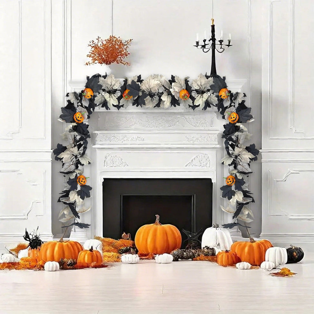 Halloween Pumpkin Garland - 68" Fall Leaf Decor for Mantle, Staircase & Porch, Outdoor/Indoor Autumn Thanksgiving Party Decoration (Multicolor)
