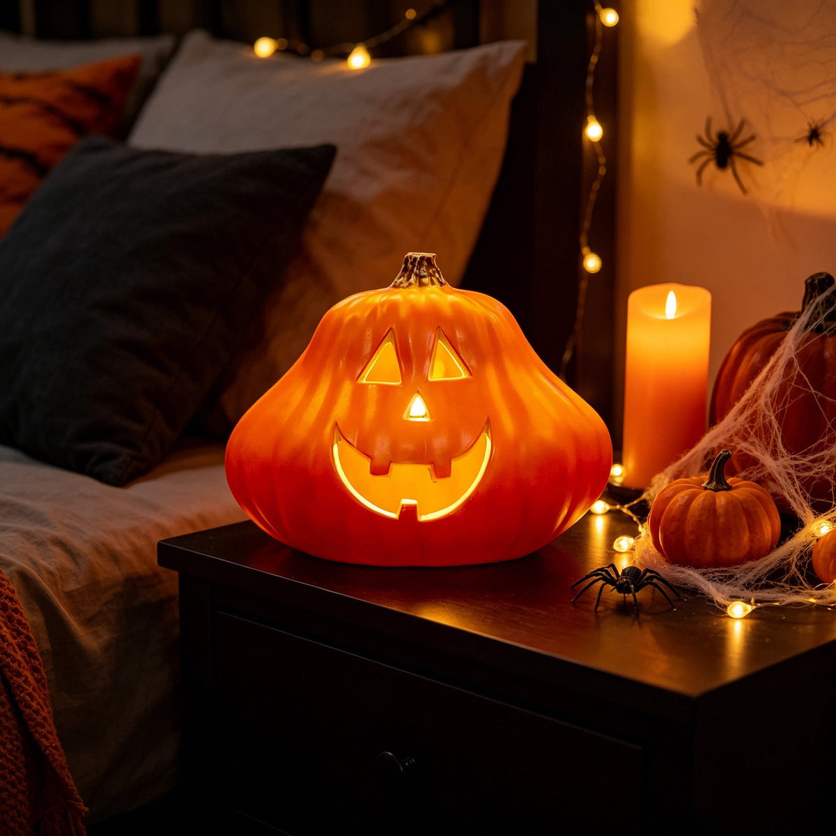 Halloween Lighted Pumpkin Large Plastic LED Pumpkin Decoration for Outdoor Yard Porch Home Storefront Shopping Mall Holiday Display Decor