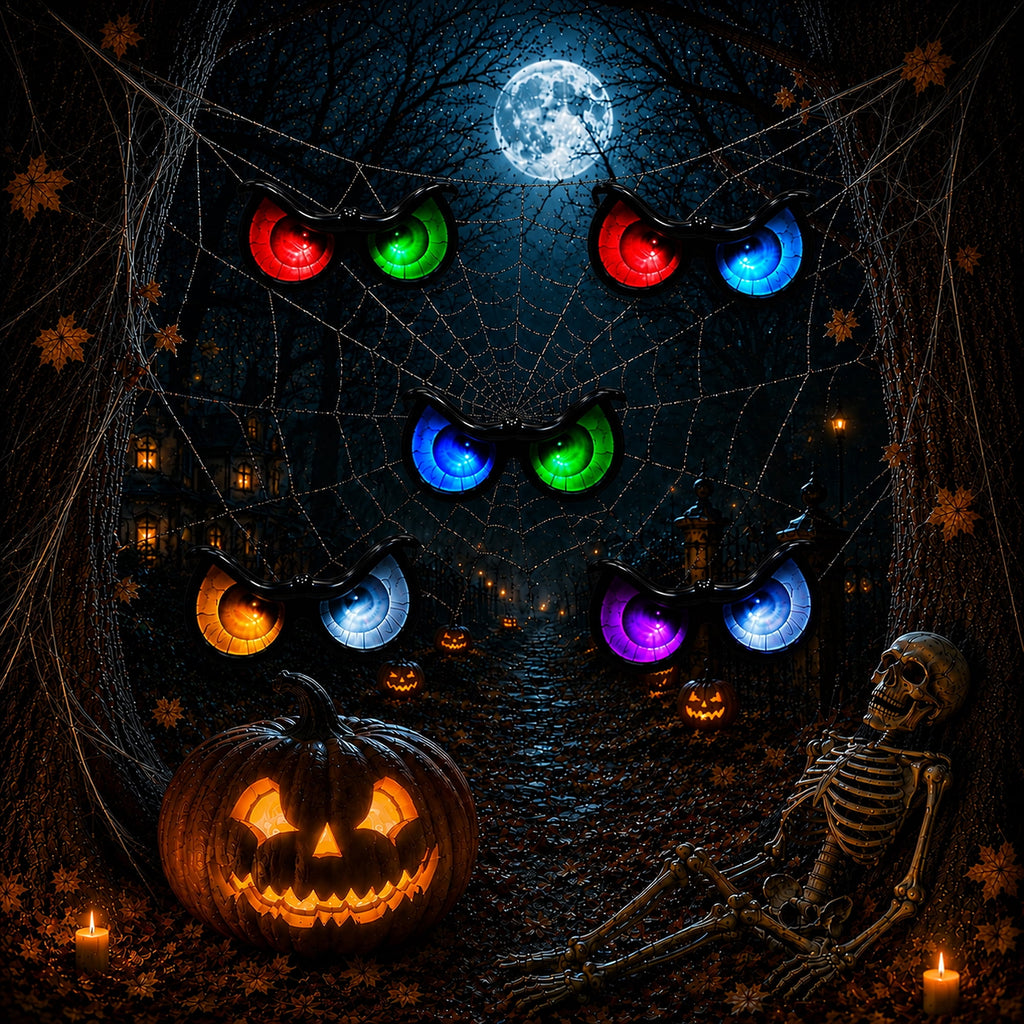 Ceevoo Halloween LED Spooky Eyes Lights, 5 Pairs Flashing Glowing Eye String Lights, Waterproof Halloween Decorations for Indoor Outdoor Yard Party