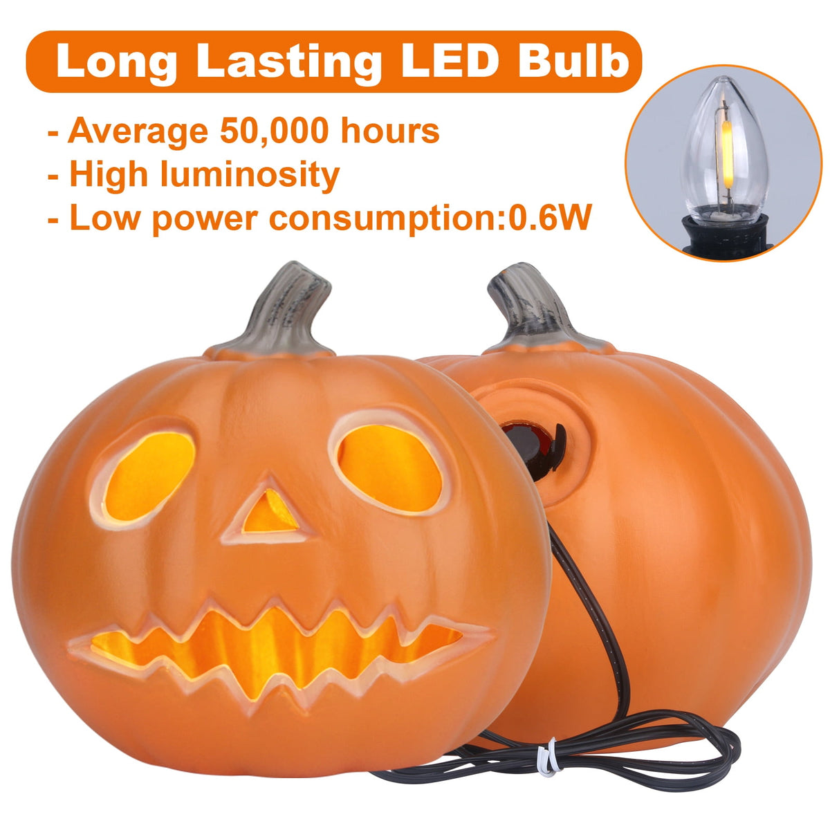 6" Jack O' Lantern - Battery Operated Halloween Pumpkin Lantern - Waterproof for Indoor Outdoor Decorations Favors