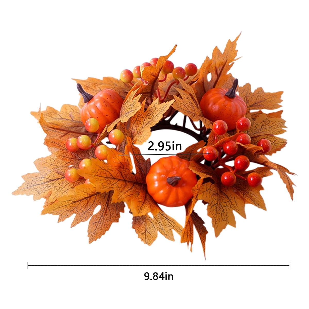 TETOU 2Pcs Halloween Candle Rings Wreath for Pillar Candle Holder, Maple Leaf Black Rose Small Wreaths for Fall Thanksgiving Home Table Centerpieces, Cabinet Decorations - Black