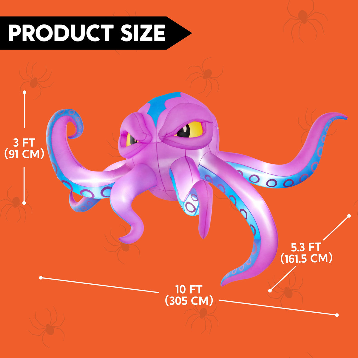 Joyfy 4 FT Halloween Inflatable Purple Octupos Head with Tentacles Broke Out from Window with Built-in LED Blow Up Inflatable for Window Decoration Yard Garden Lawn Decor