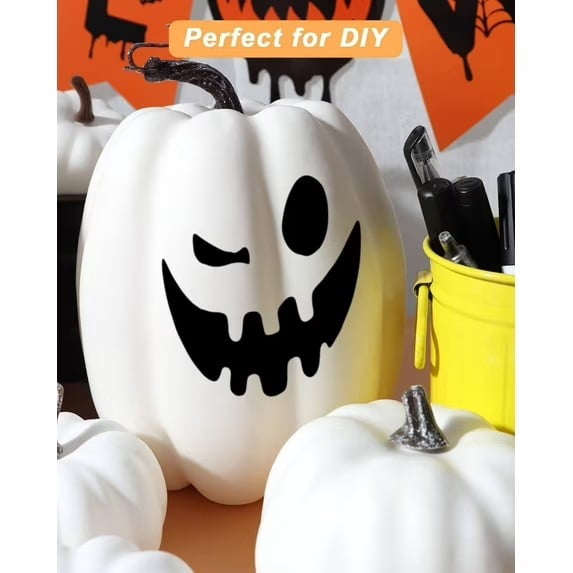 CQHVKQ 7PCS Fake Pumpkins Foam Decor Set, Fall Pumpkins Decoration from Sizes 1.9" to 7.5", Artificial Styrofoam Pumpkins for Table Centerpieces, Fall, Thanksgiving & Halloween DIY, Orange