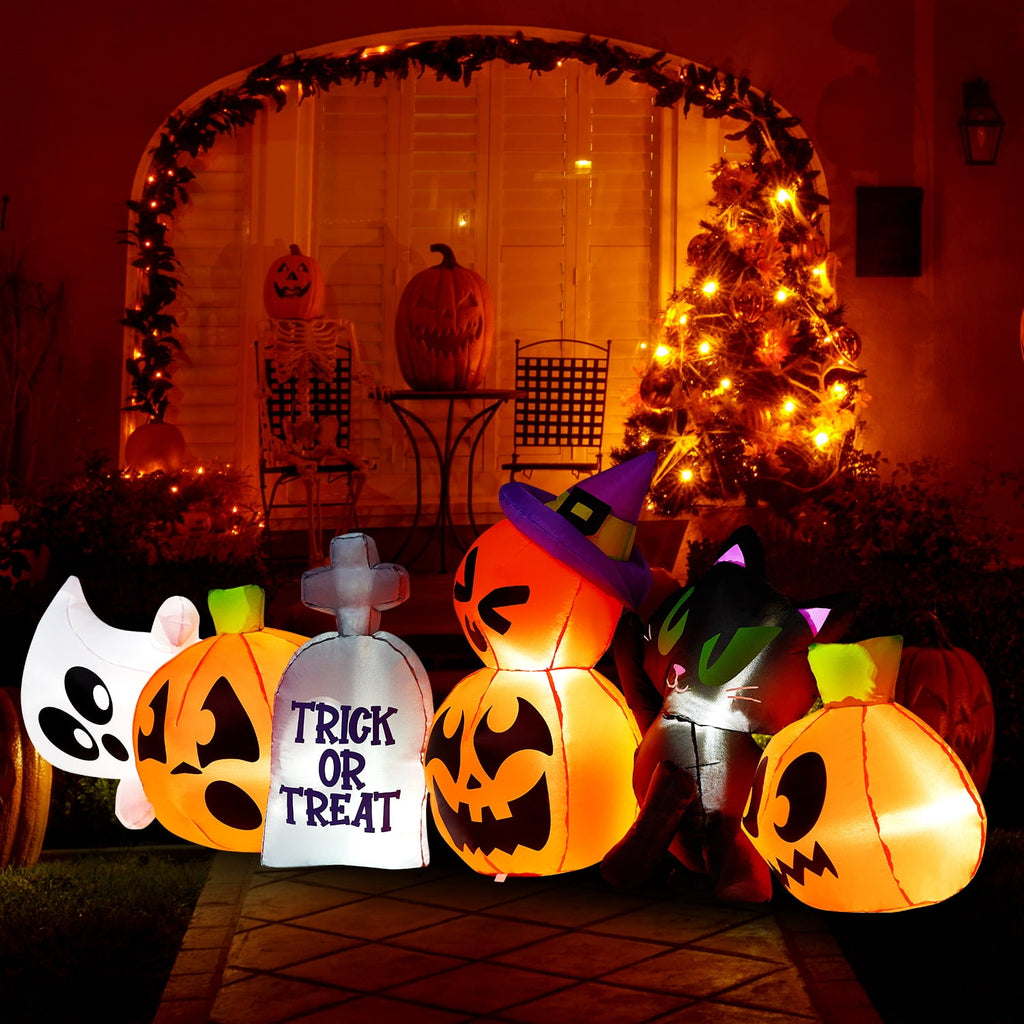 Joyfy 10 Ft Tall Halloween Inflatables Pumpkin,Giant Pumpki Blow Up Decor with Built-in LED Lights,Outdoor Decorations for Yard,Lawn,Garden