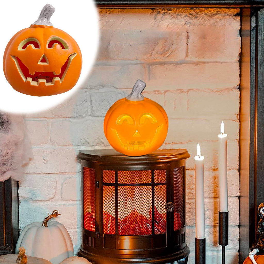 Coollooc Halloween Pumpkin Lantern Decor - Battery Powered Light Up Jack-O-Lantern for Backyard Lawn Garden Indoor Fireplace Mantle Outdoor Decorations, 5 Inch Smile Face