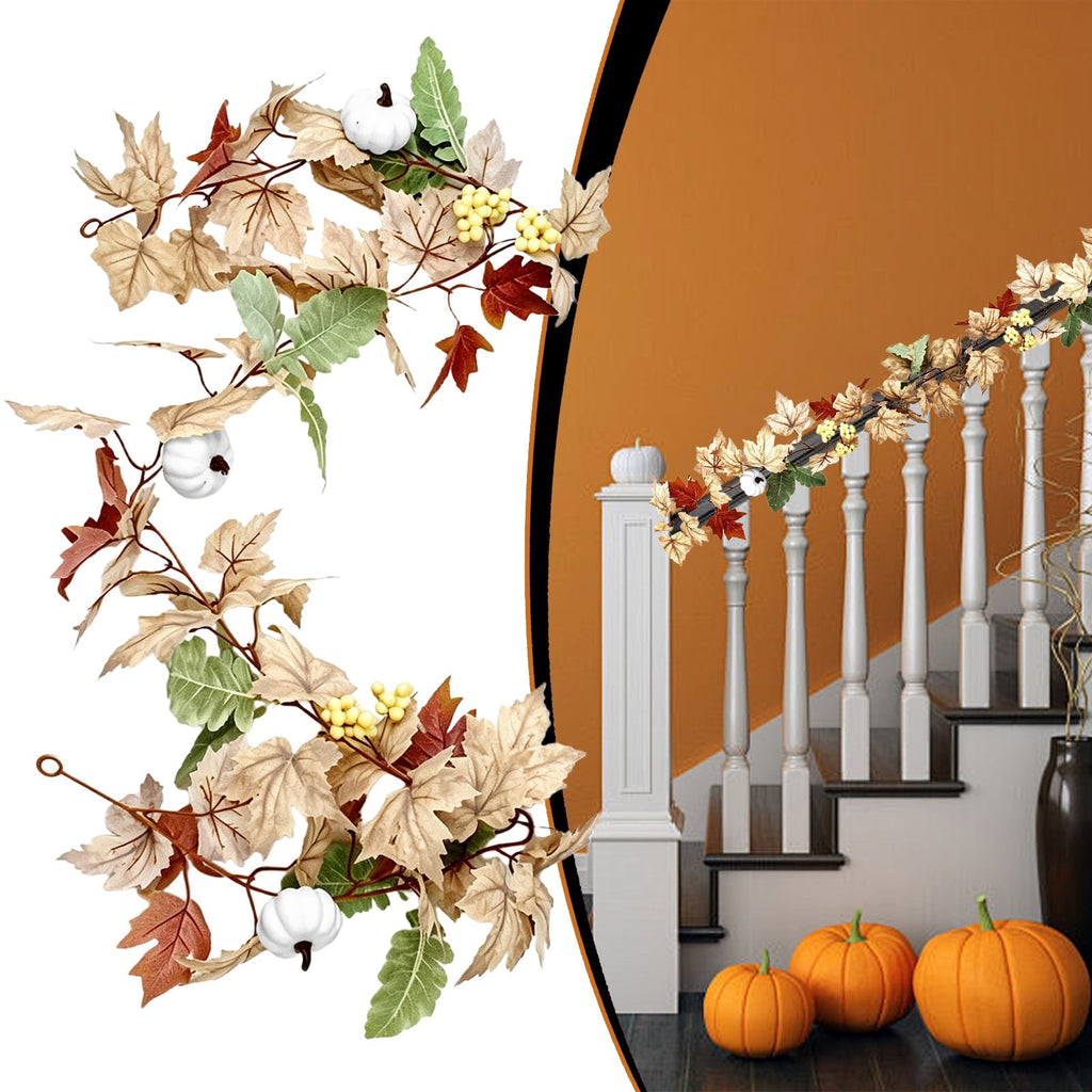Fall Candle Ring,Artificial Maple Leaves Pumpkins Decorative Wreaths,Berry Wreath for Pillar Candle Holder,Candle Ring for Halloween Centerpieces and Farmhouse Table Decor,7.48 inch(Pink)