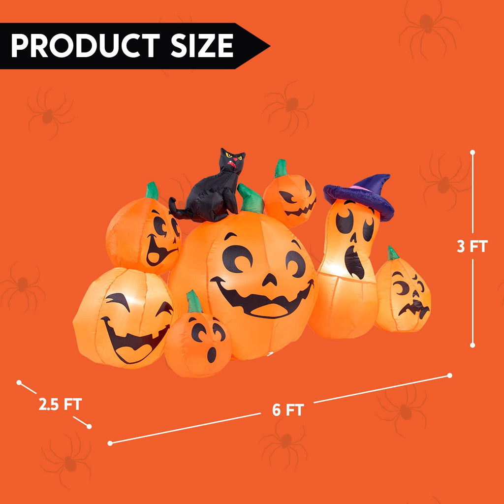 Joyfy 10 Ft Tall Halloween Inflatables Pumpkin,Giant Pumpki Blow Up Decor with Built-in LED Lights,Outdoor Decorations for Yard,Lawn,Garden