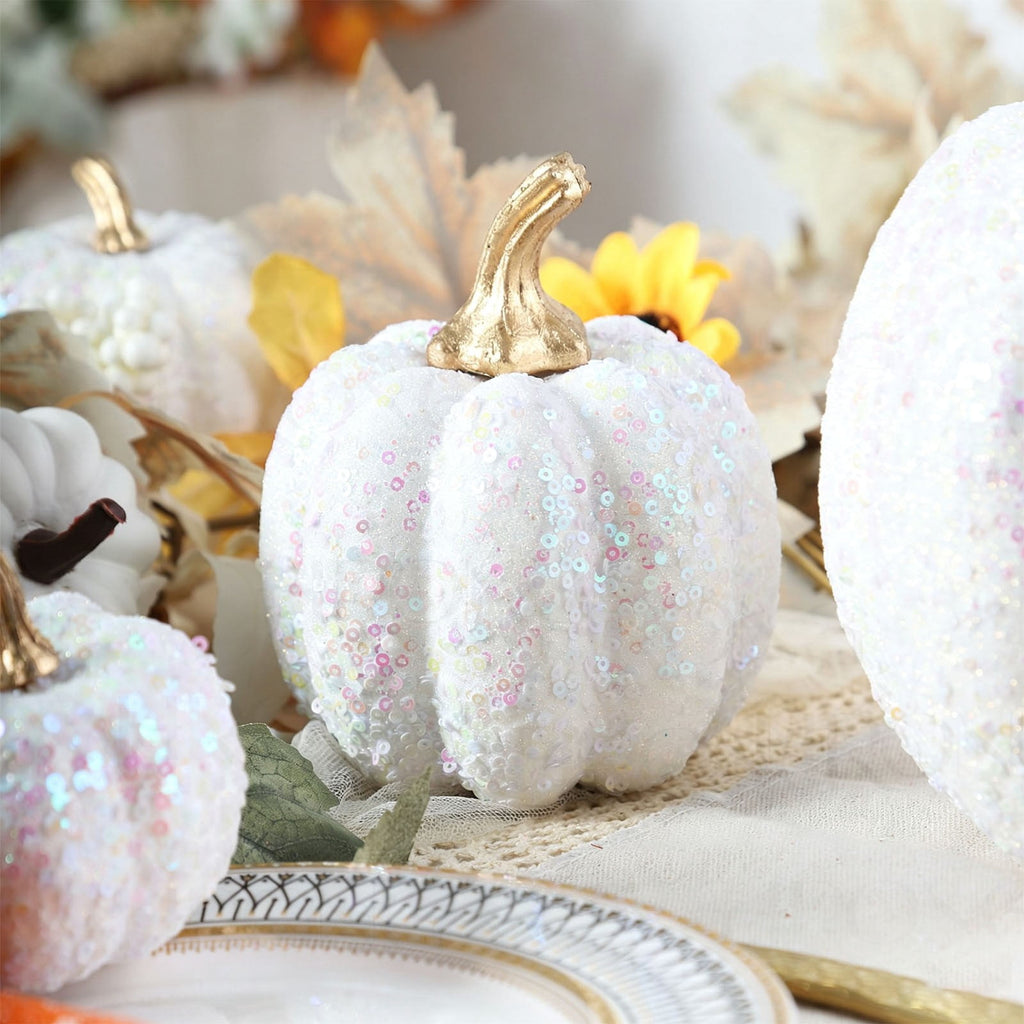 FXMLRLK Pink Velvet Pumpkins Fall Decor, 7PCS Artificial Glitter Pumpkins for Halloween Thanksgiving Day Home Centerpieces for Tables Seasonal Holiday Decor