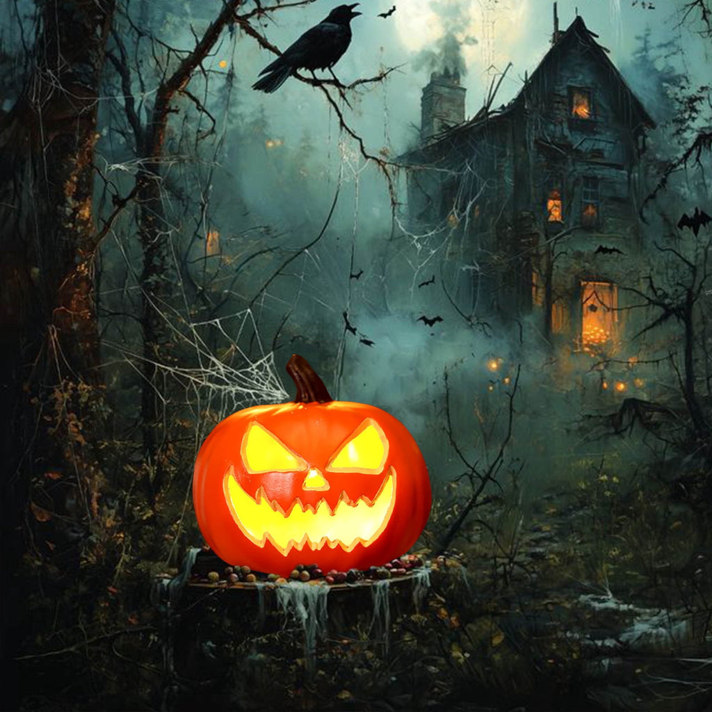 Halloween Pumpkin Lamp Light Decor,Battery Operated Halloween Jack-O-Lantern,Spooky Vintage LED Lighted Pumpkin Lights for Outdoor Indoor Tabletop Front Door Porch Garden Patio Yard