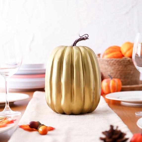 CQHVKQ 8 Inch Large Artificial Pumpkin Fall Decorations, Realistic Fake Harvest Pumpkin, Orange Gold Decorative Pumpkins for Table Centerpieces, Fall, Thanksgiving & Halloween DIY