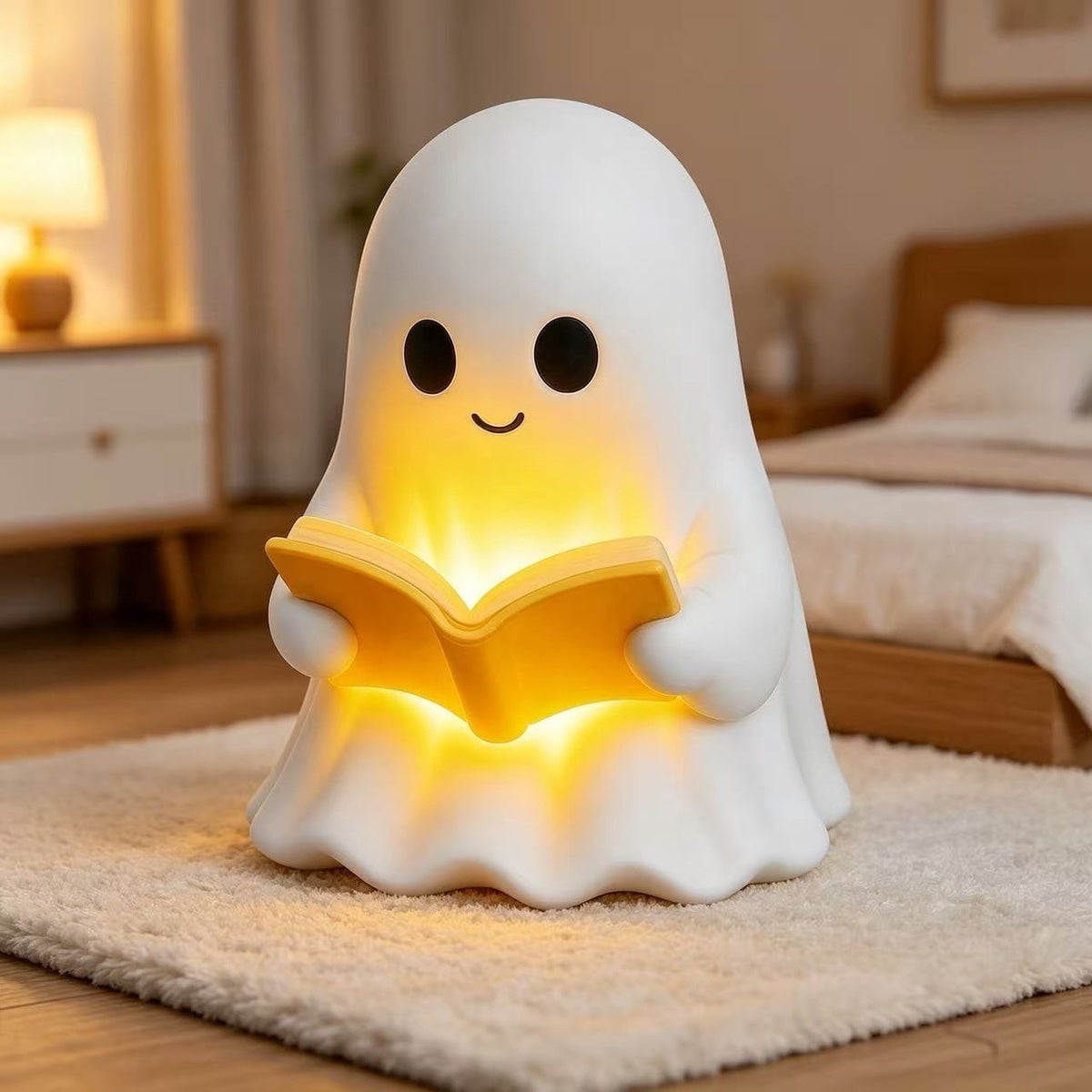 SCNOR Friendly Ghost Statue with Pumpkin Candy Bowl, 11.8 Inch Halloween Decoration for Outdoor Porch, Yard, Patio & Indoor