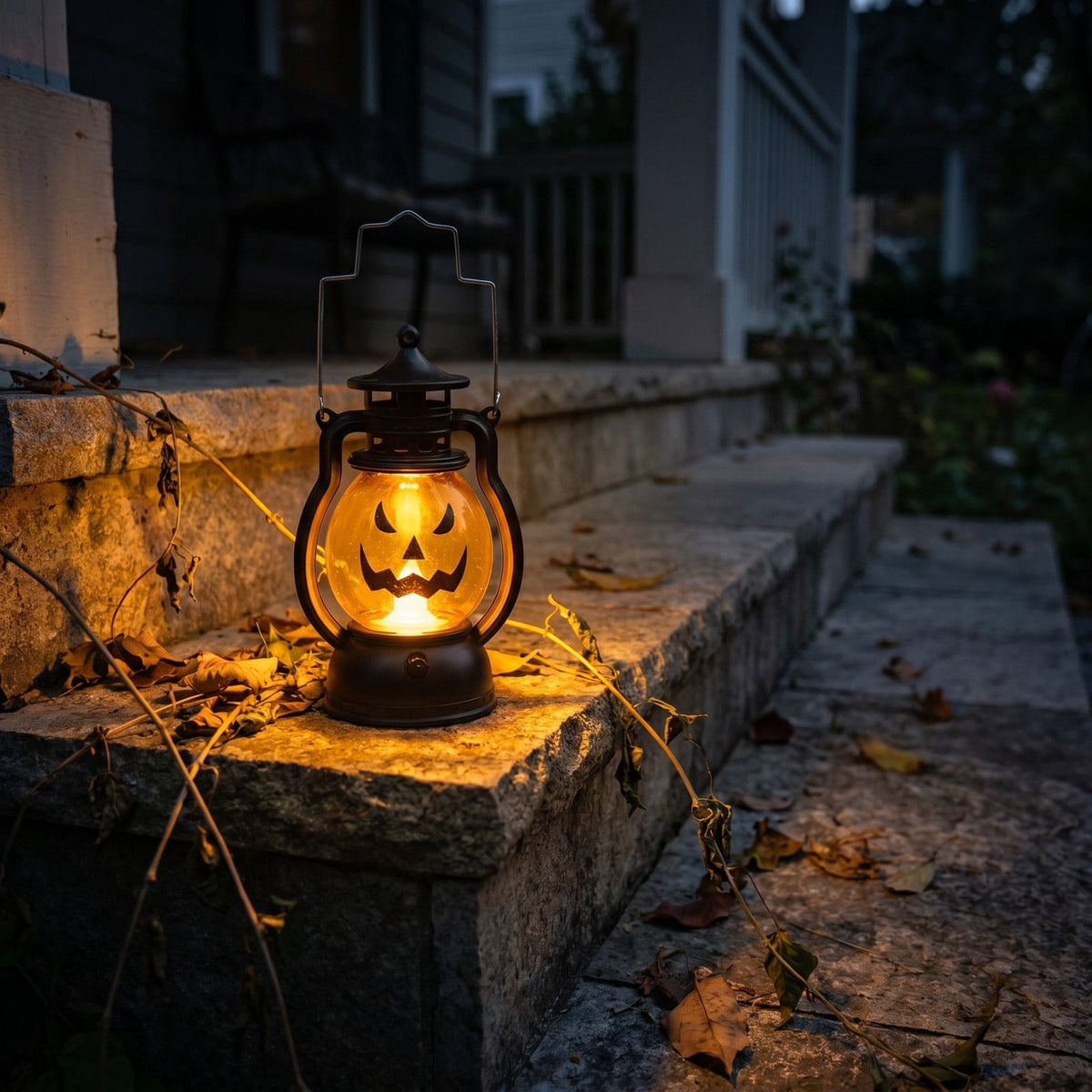 Halloween Lights Outdoor, Pumpkin Lantern with LED Light, Cute Expression Halloween Party Lanterns with Portable Handle, for Fall Decor Yard Garden Bedroom Living Room Indoor Outdoor