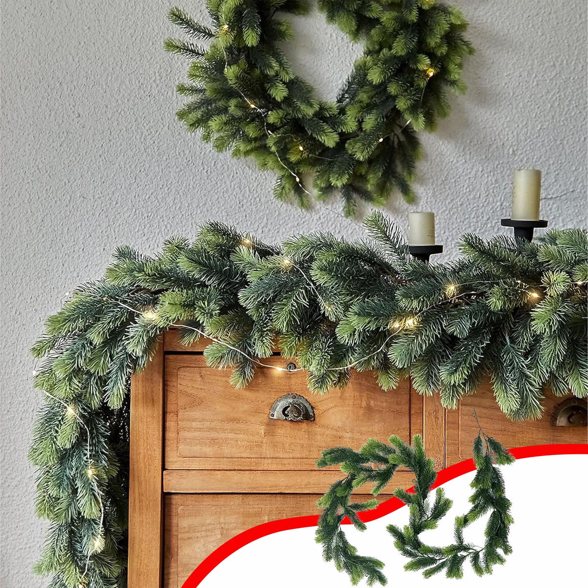 yulier Artificial Garland 70.86 inch Spring Garland with Flowers, Faux Vines Floral Hanging Garland for Holiday Wedding Spring Home Party Window Door Fireplace Table Indoor Outdoor Decor