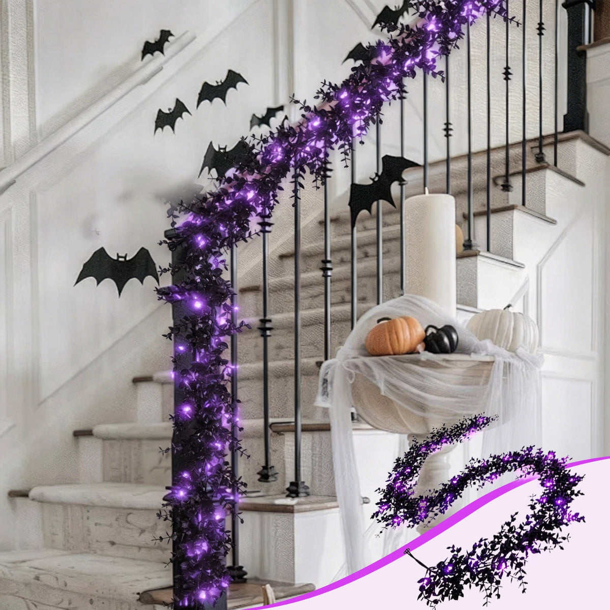 yulier Artificial Garland 70.86 inch Spring Garland with Flowers, Faux Vines Floral Hanging Garland for Holiday Wedding Spring Home Party Window Door Fireplace Table Indoor Outdoor Decor