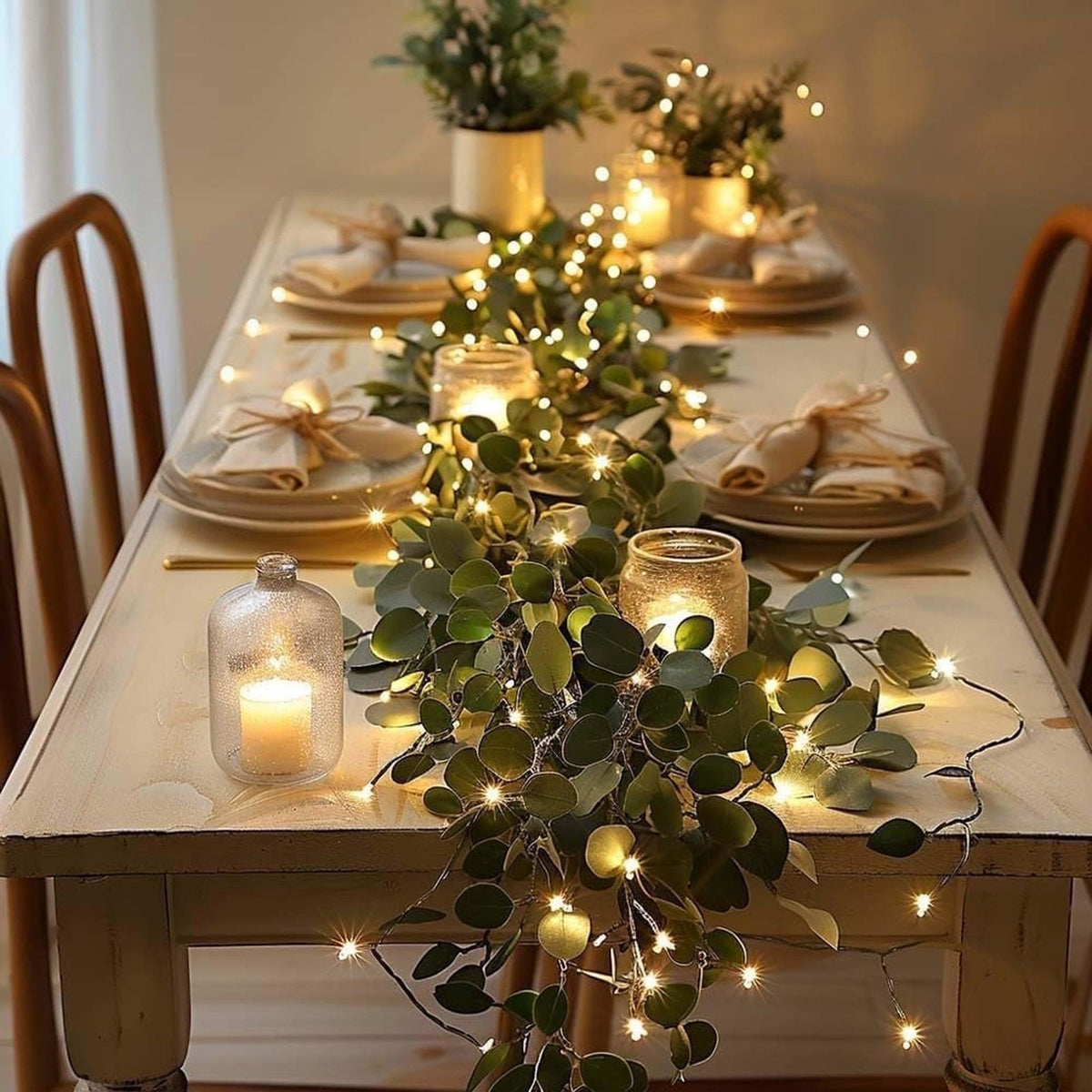 yulier Artificial Garland 70.86 inch Spring Garland with Flowers, Faux Vines Floral Hanging Garland for Holiday Wedding Spring Home Party Window Door Fireplace Table Indoor Outdoor Decor